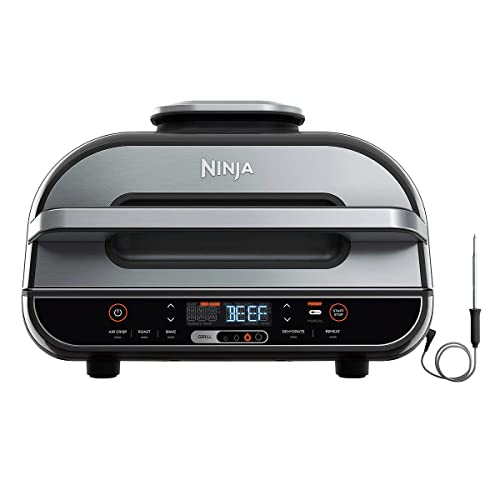 Ninja BG500A Foodi Smart XL 5-in-1 Indoor Grill with 4-Quart Air Fryer,  Roast, Bake, Dehydrate, Broil, and Smart Cook System In Black