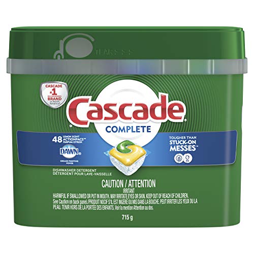 Cascade Complete Lemon Scent Actionpacs Dishwasher Detergent 48 Ct Plastic Container
