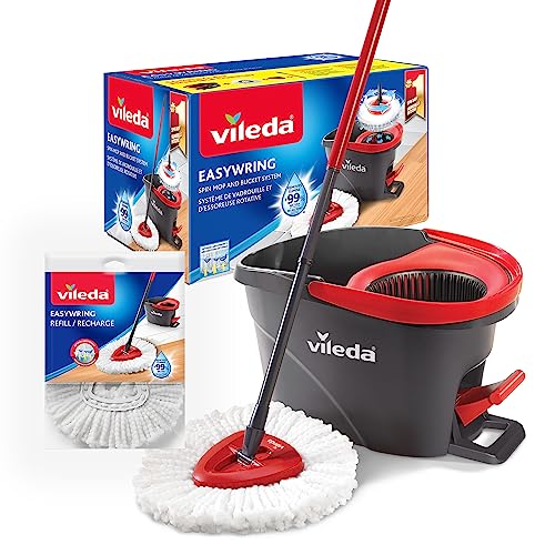 Vileda EasyWring Microfibre Spin Mop & Bucket Floor Cleaning System with Power Refill