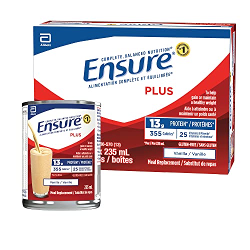 Ensure Plus, Meal Replacement, Complete Balanced Nutrition, Vanilla, 235 mL Can Pack of 12