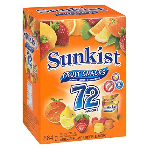Sunkist Fruit Snacks , Orange, Lemon, Strawberry 72 x 12g Pouches 864G