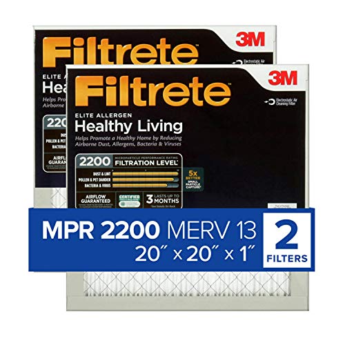 Filtrete 14x25x1, AC Furnace Air Filter, MPR 2200, Healthy Living Elite Allergen