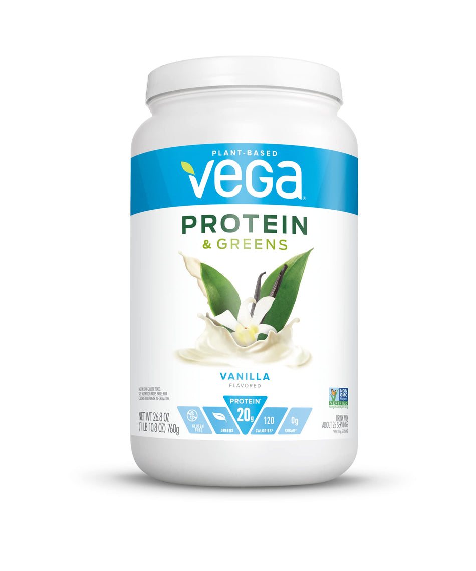 Vega Protein & Greens, Plant Protein Shake, 25 Servings, Vanilla, 26.8 Oz