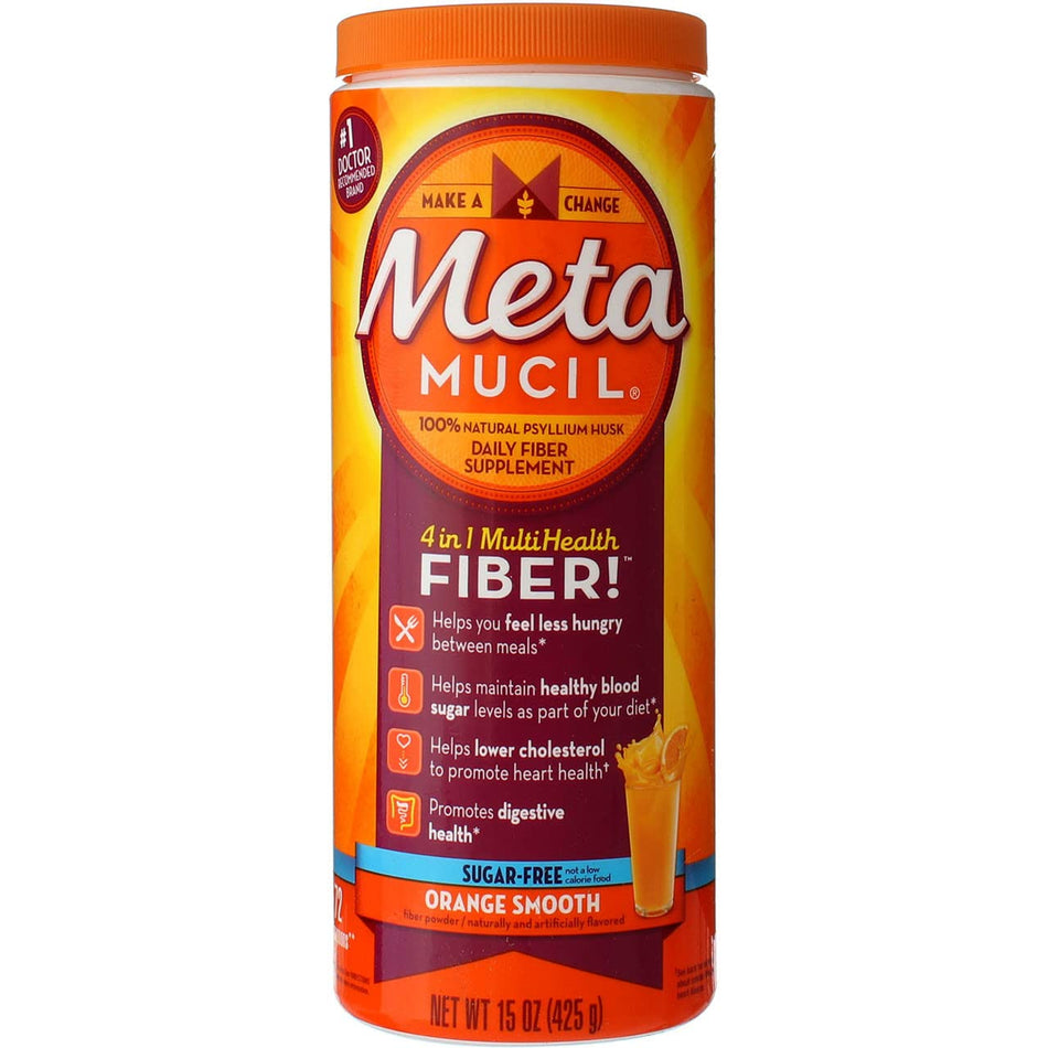 Metamucil MultiHealth Fiber Powder, Sugar Free, Orange Smooth 15 oz; 72 Doses