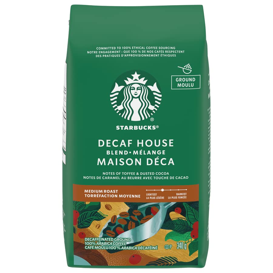 Starbucks Decaf House Blend Ground Coffee, Medium Roast, 340 Grams (pack of 6)