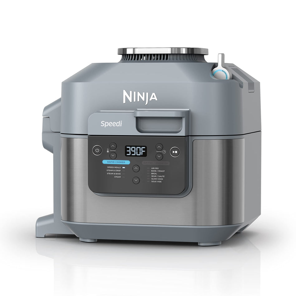 Ninja SF300C Speedi Rapid Cooker & Air Fryer, 6-Quart Capacity, 10-in-1 Functions to Bake, Roast, Sear, Sauté, Slow Cook, Souse Vide & More, 15-Minute Speedi Meals All In One Pot, Sea Salt Grey