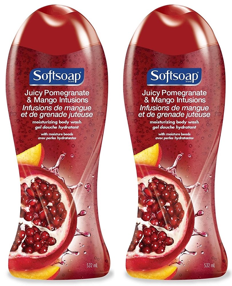 Softsoap Body Wash, Juicy Pomegranate and Mango Infusions 18 fl oz(pack of 2) by Softsoap
