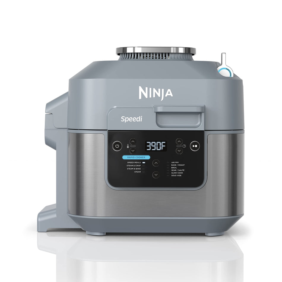 Ninja SF300C Speedi Rapid Cooker & Air Fryer, 6-Quart Capacity, 10-in-1 Functions to Bake, Roast, Sear, Sauté, Slow Cook, Souse Vide & More, 15-Minute Speedi Meals All In One Pot, Sea Salt Grey