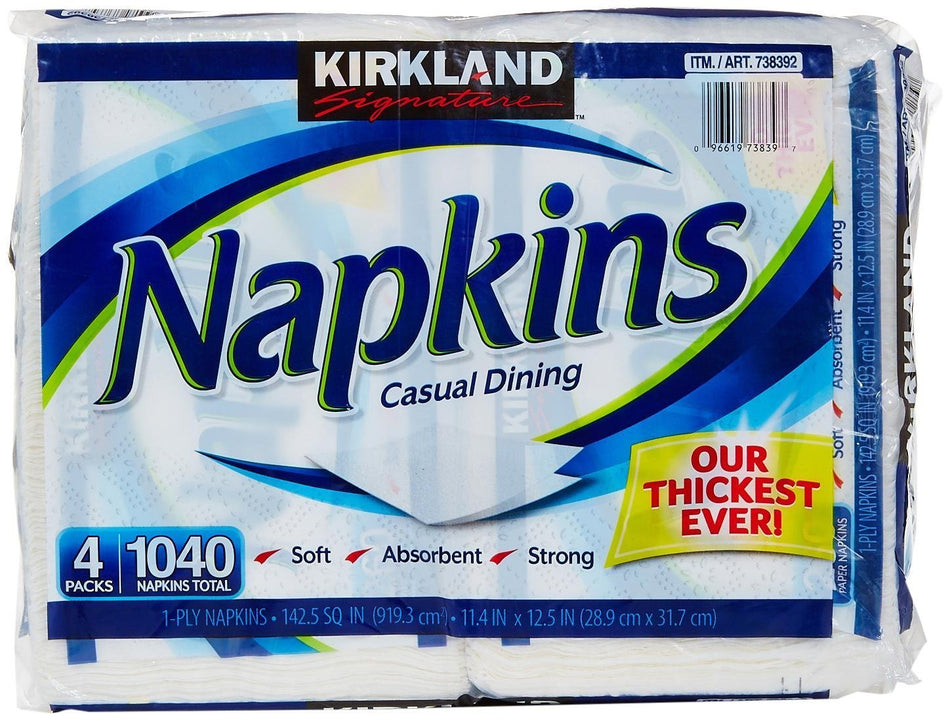 Kirkland Casual Dining Napkins 4 pack 1080 1-Ply Napkins