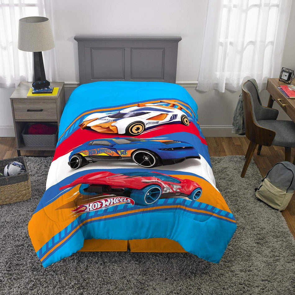 Franco Kids Twin/Full Reversible Comforter, Hot Wheels