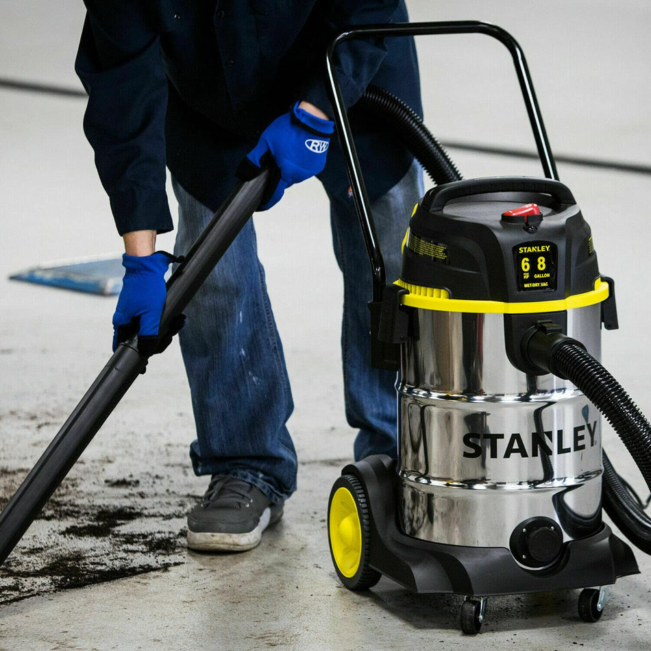 Stanley SL18402-8B 6.0 Peak HP 8 Gallon S.S. Wet Dry Vac with Wheels & Heavy Dolly