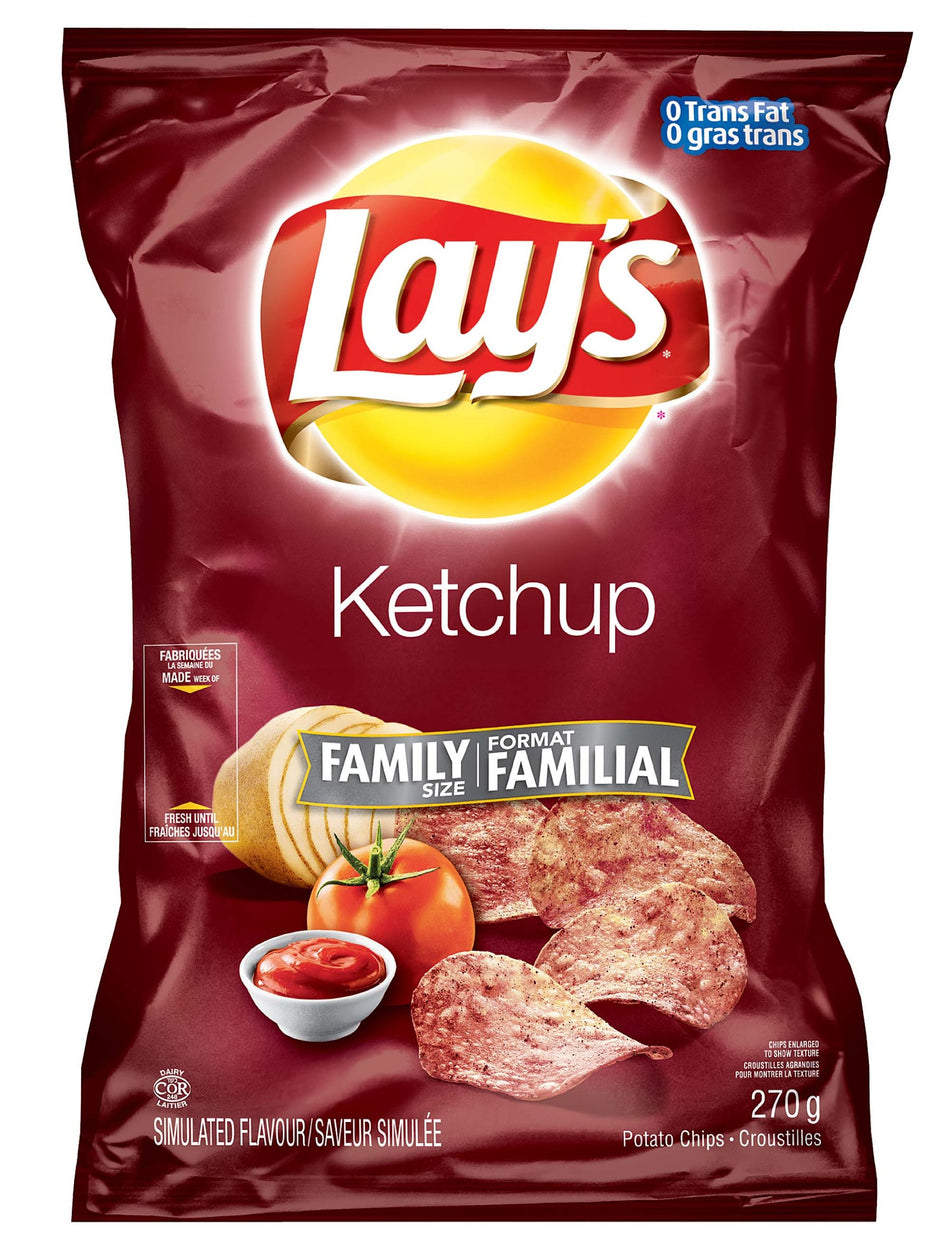 Lay's Potato Chips, Ketchup, 270 Grams/9.5 Ounces - 3 Pack