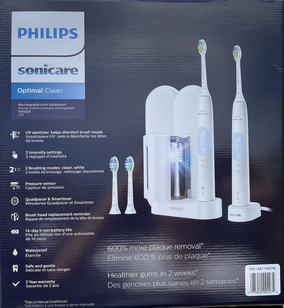 Philips Sonicare Optimal Clean Rechargeable Electric Toothbrush, 2-pack