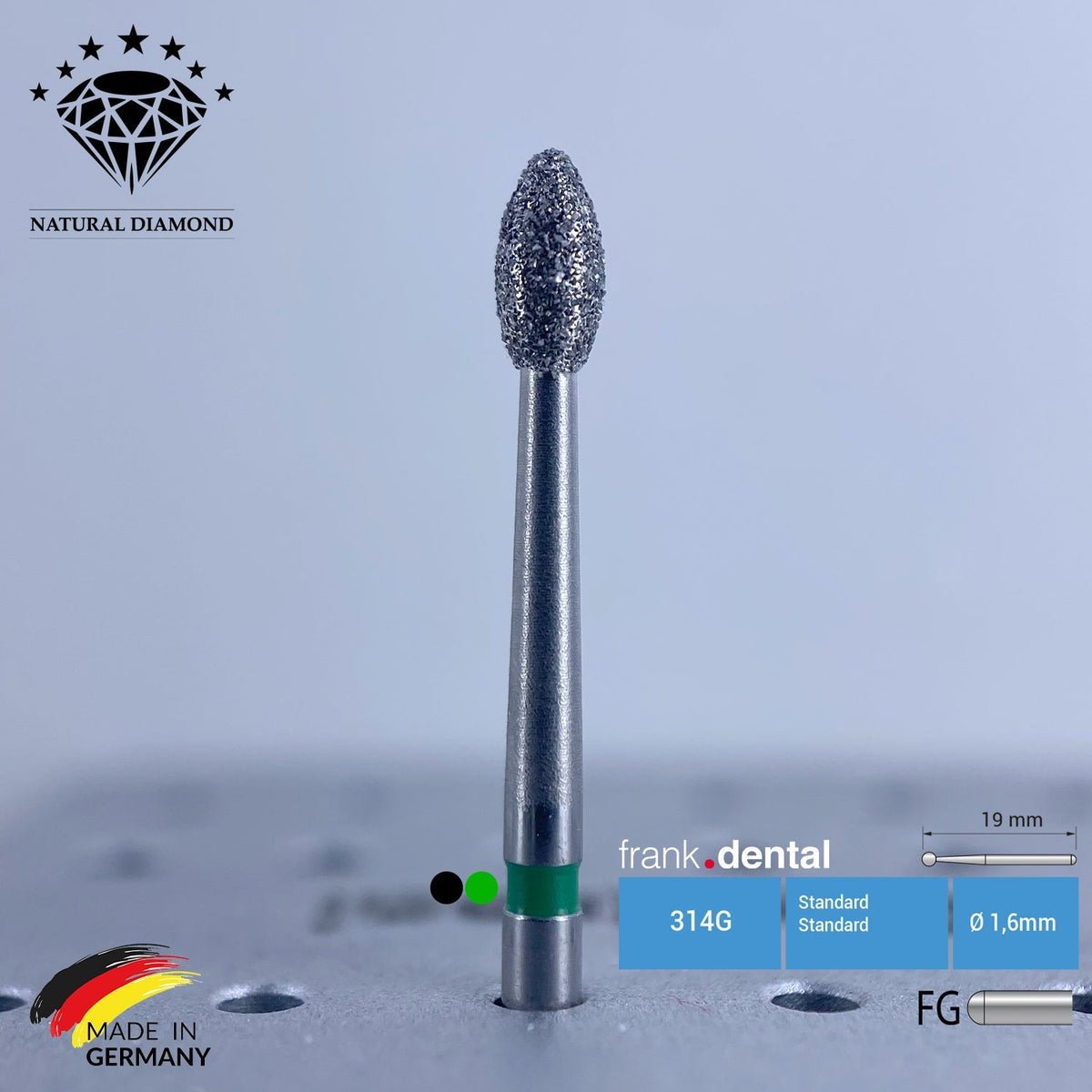 Frank Dental - Dental Natural Diamond Bur - 379 FGXL - Pins - 5 Pcs