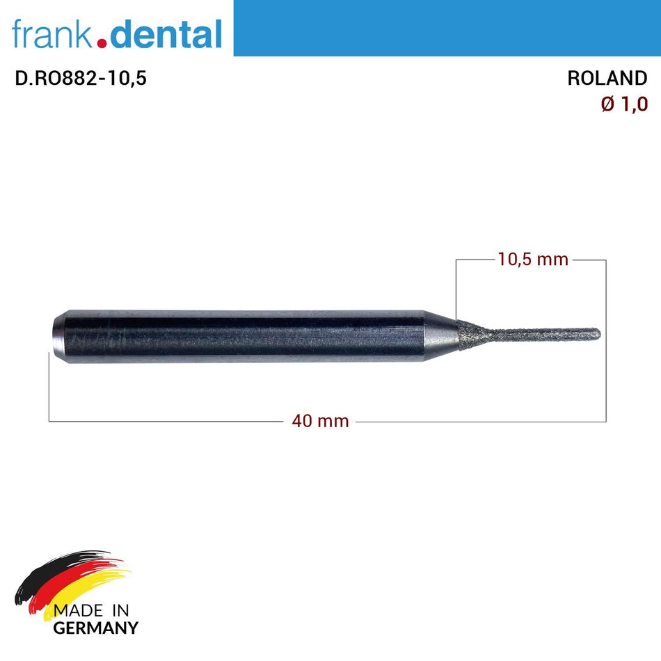 Dentreal - Diamond Milling Drill 1.0 mm - for Roland Milling Machine