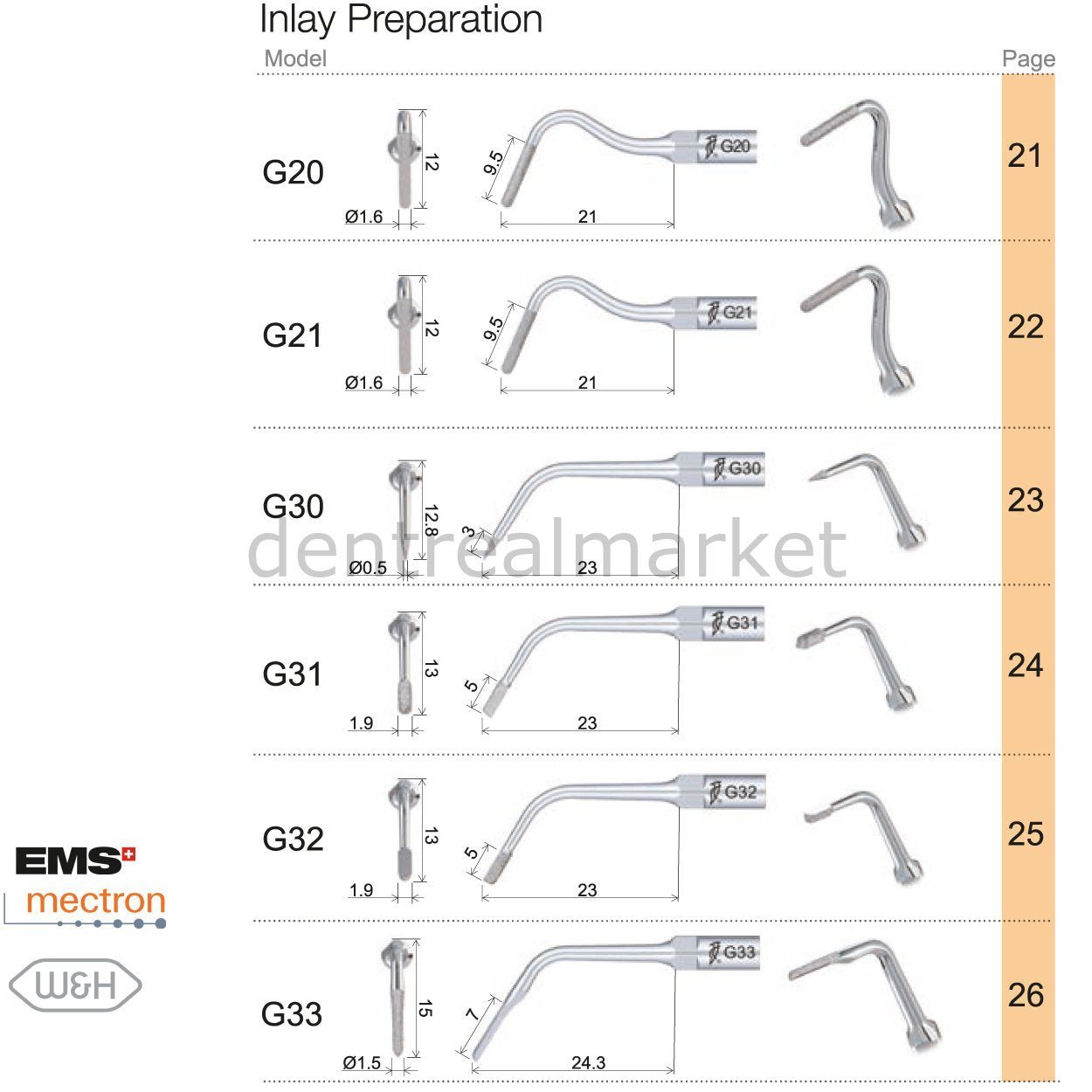 Woodpecker - Inlay Preparation Scaler Tips - Ems,Mectron,Woodpecker,WH Compatible