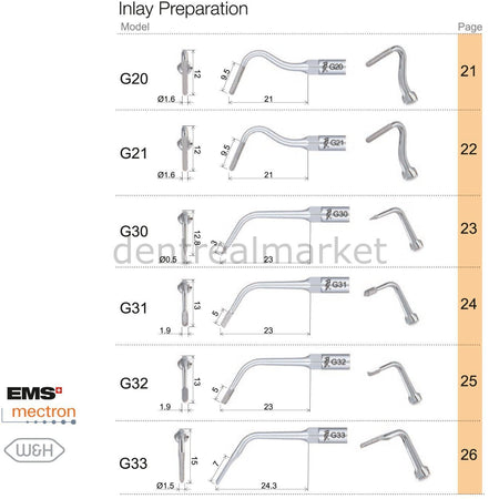 Woodpecker - Inlay Preparation Scaler Tips - Ems,Mectron,Woodpecker,WH Compatible