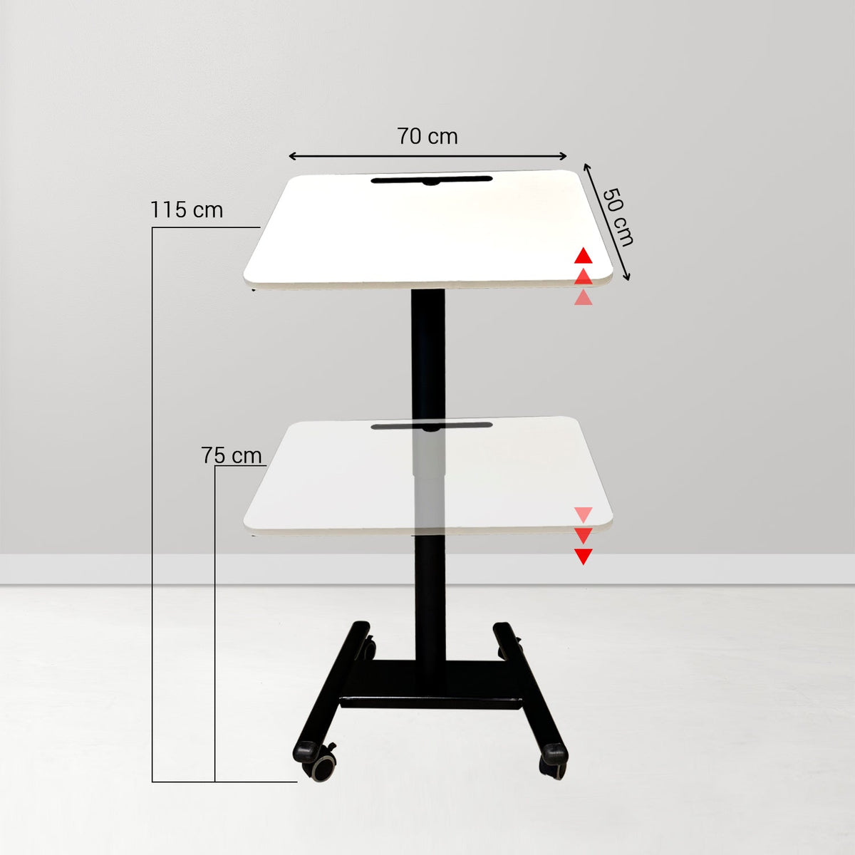 Dentreal - Movable Height Adjustable With Socket Mobile Laptop Cart - Trolley - Scanner Stand