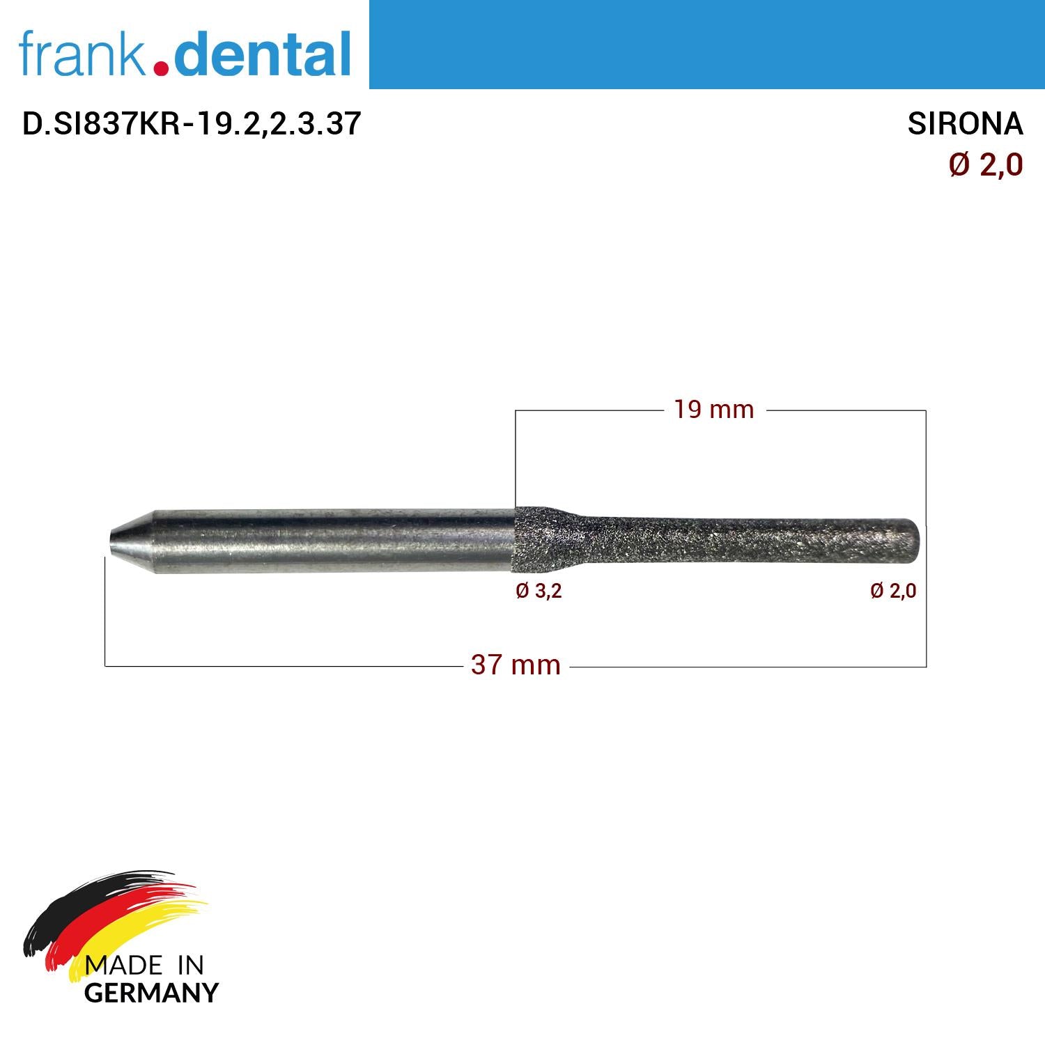 Dentreal - SIRONA Diamond Cad Cam Drill 2.0 mm