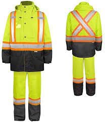 Holmes WorkWear Men's HI-VIS Safety Rain Suit (Yellow, 2XL), Yellow/ Neon Orange/ Gray, XX-Large