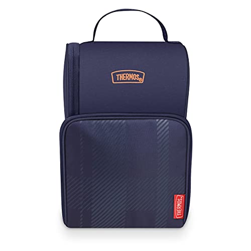 Thermos Kids Dual Lunch Box, Navy Plaid