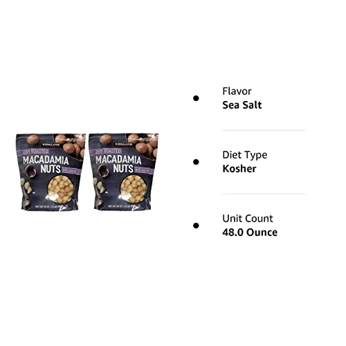 Kirkland Signature Dry Roasted Macadamia Nuts with Sea Salt, Resealable Bag