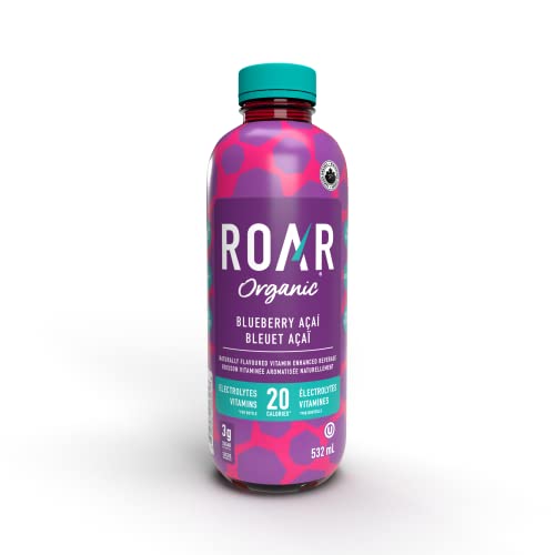 Roar | Organic Electrolyte Infusion - Low Calorie Natural Hydration | 12-Pack (Blueberry Acai)