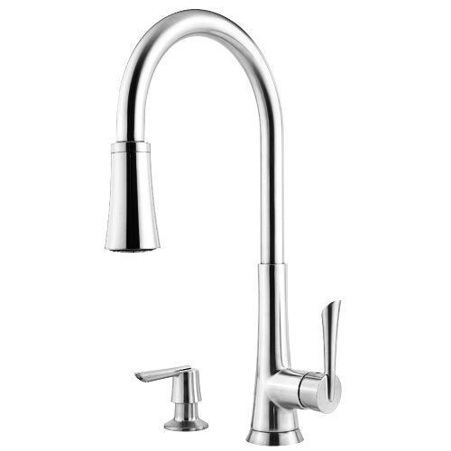 Price Pfister Mystique Single Handle 1, 2, 3, or 4-Hole Pull-Down Lead Free Kitchen Faucet with Soap Dispenser