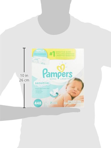 Sensitive Baby Wipes, White, Cotton, Unscented, 448/carton by PAMPERS