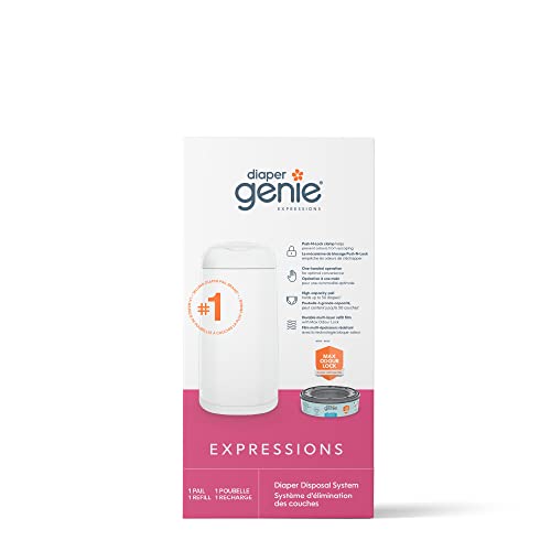 Diaper Genie Expressions Diaper Pail System, Includes Diaper Pail Starter Refill