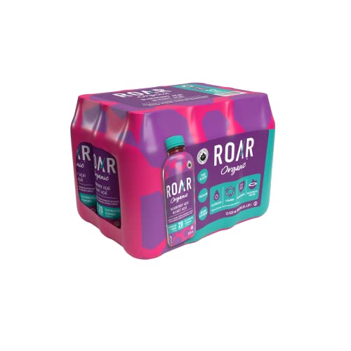 Roar | Organic Electrolyte Infusion - Low Calorie Natural Hydration | 12-Pack (Blueberry Acai)