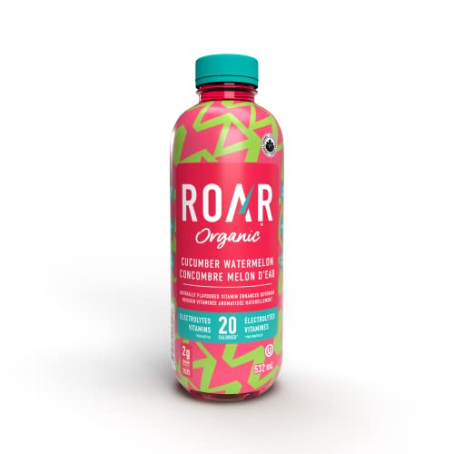 Roar | Organic Electrolyte Infusion - Low Calorie Natural Hydration | 12-Pack (Cucumber Watermelon)
