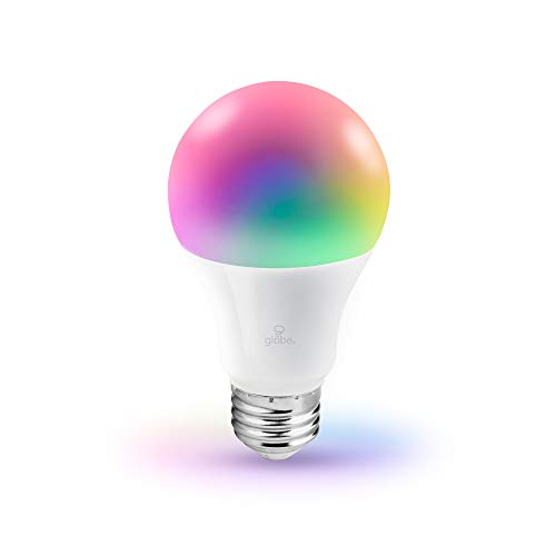 Globe Electric Wi-Fi Smart 10 Watt (60W Equivalent) Multicolor Changing RGB Tunable White Dimmable Frosted Led Light Bulb, No Hub Required, Voice Activated, 2000K - 5000K, A19 Shape, E26 Base 34202