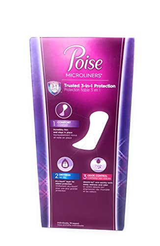 Poise Microliners, incontinence panty liners, lightest absorbency, regular, 54 Count, PACK OF 2