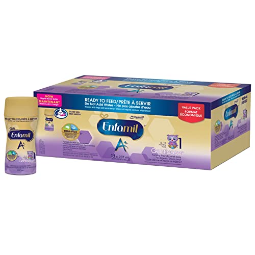 Enfamil A+ Gentlease Baby Formula, Ready to Feed Bottles, 237 milliliters (Pack of 18)