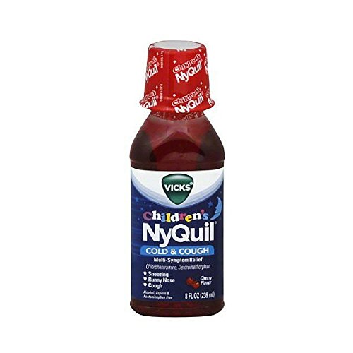 Vicks Childrens Nyquil Cold Cough Multi-Symptom Relief Liquid, Cherry 8 Oz (Pack of 2)