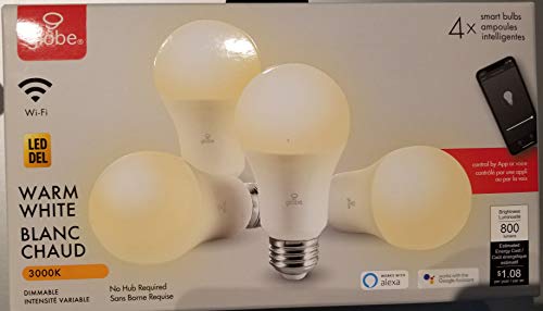 Globe 4-Pack Smart WiFi LED Light Bulbs *Alexa, Google Assistance Compatible