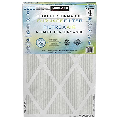 [4 Pcs] Kirkland Microparticle Performance Elite Allergen Reduction Air Filters, 2200MPR, 16"x25"x1"