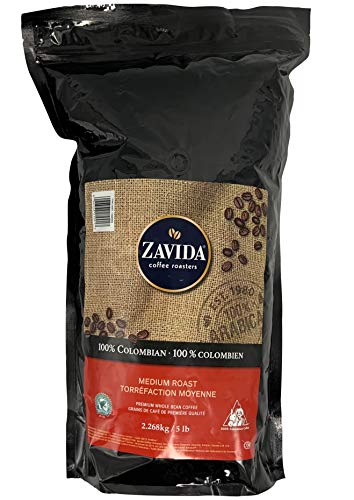 Zavida Coffee Roasters 100% Colombian Premium Whole Bean Medium Roast Coffee 2.268Kg