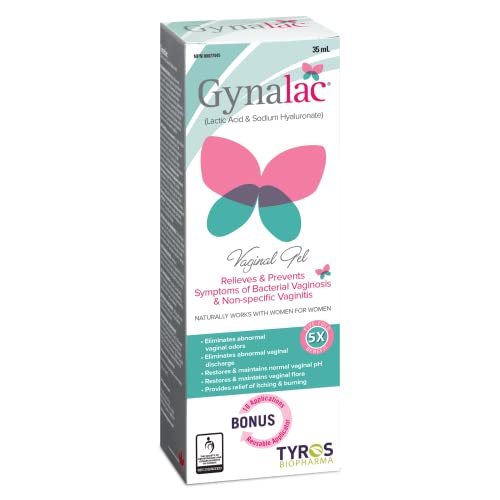 Gynalac Vaginal Gel | Relieves Bacterial Vaginosis Symptoms | Lactic Acid & Sodium Hyaluronate | Non-Antibiotic | Eliminates Abnormal Discharge & Odor| 35 ml