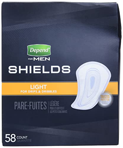 Depend Incontinence Shields for Men, Light Absorbency Disposable Pads, 58 Count