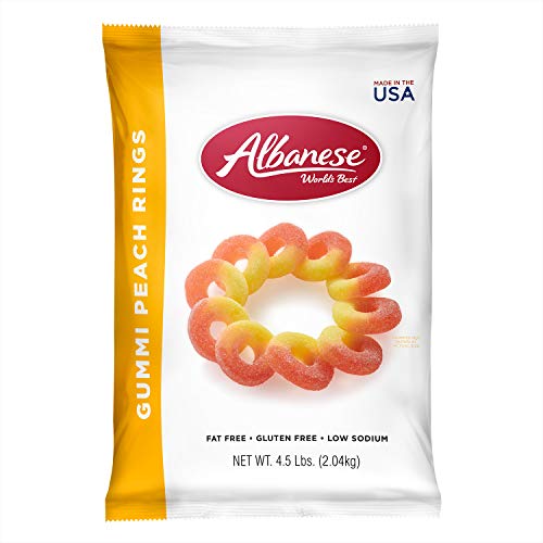 Albanese Passionate Peach Orange-Yellow Gummi Rings, 4.5-Pound Bags