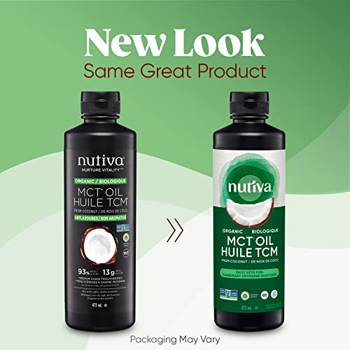 Nutiva Organic MCT Oil, Unflavored, 473 mL | Organic, Non-GMO, Non-BPA | Vegan, Gluten-Free, Keto & Paleo | 14g MCT per Serving & Neutral Flavor for Energy Boost to Coffee, Shakes and Salads