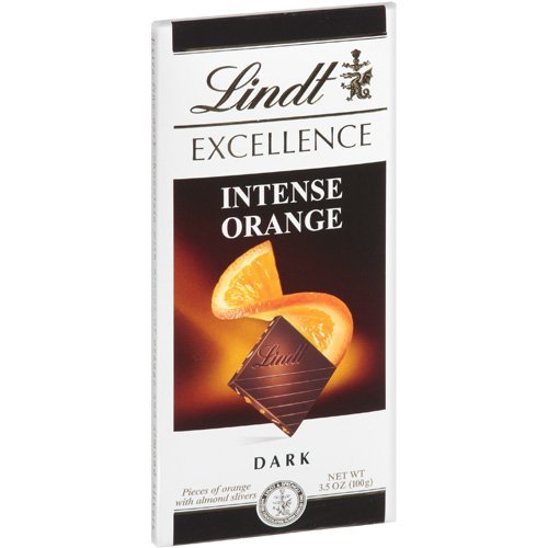 Lindt Chocolate Bar - Dark Chocolate - 47 Percent Cocoa - Intense Orange - 3.5 Oz Bars - Case Of 12