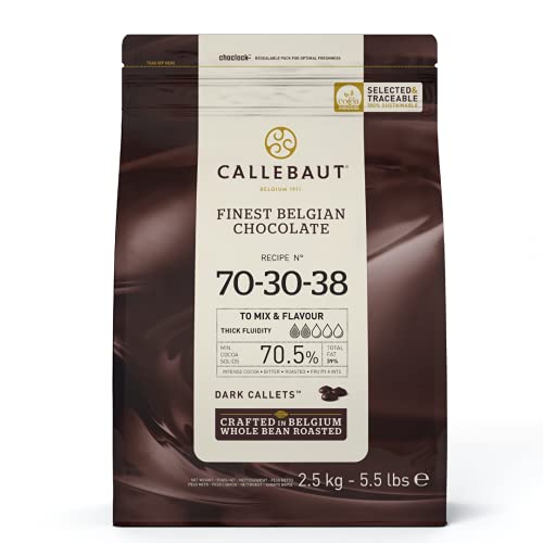 Callebaut Chocolate Dark 70.4 Percent Easi-Melt Buttons Callets 2.5 Kg