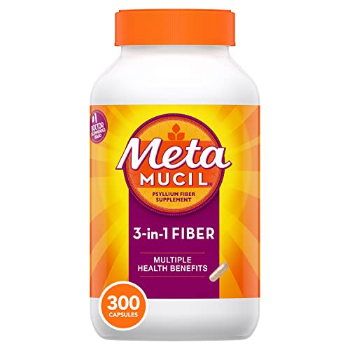 Metamucil Daily Fiber Supplement, Psyllium Husk Capsules, 300 Capsules