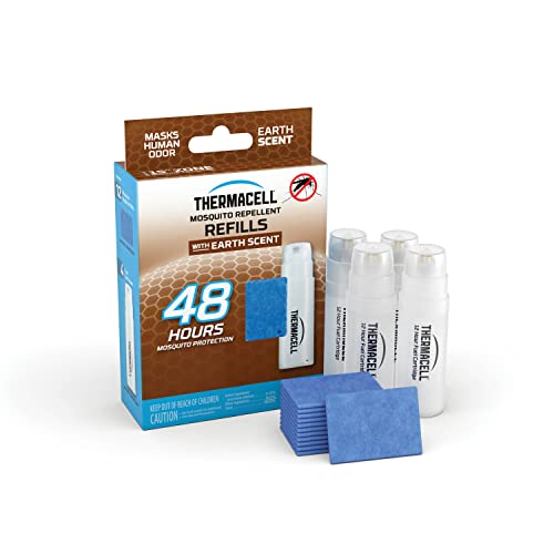 Thermacell Earth Scent Mosquito Repellent Refills; Contains 12 Scented Repellent Mats and 4 Fuel Cartridges; Delivers 48 Total Hours of Protection; for Use with Thermacell Fuel Mosquito Repellers