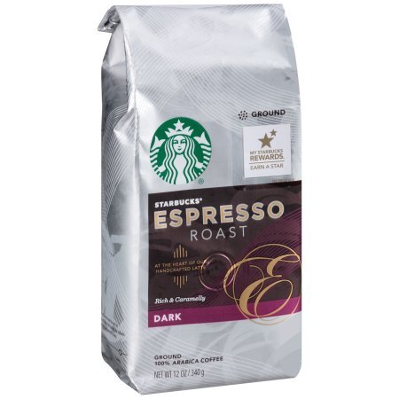 Starbucks, Dark Roast, Espresso Roast Ground Coffee, 12oz Bag (Pack of 2)