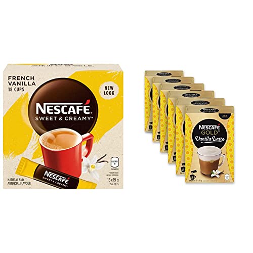 NESCAFÉ Sweet and Creamy French Vanilla Instant Coffee Mix Box, French Vanilla, 6 Count