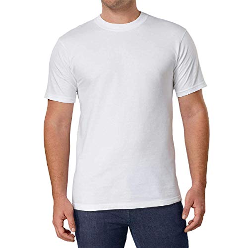 6 Pack Kirkland Signature Men's Crew Neck T-Shirts 100% Cotton Tagless - White